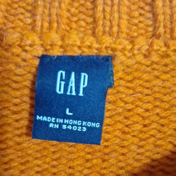 GAP 100% lambswool pullover crewneck sweater - L - burnt orange/cream relaxed - Picture 2 of 5